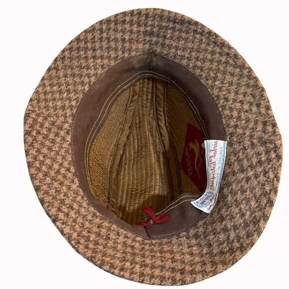 Country Gentleman Trilby Hat Brown Wool Houndstooth Tweed VTG England Grandpacor - Picture 5 of 13